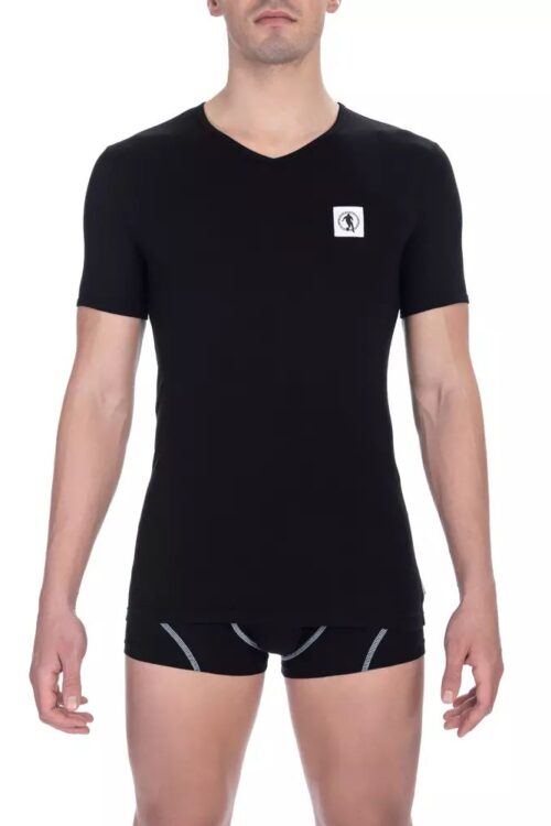 Bikkembergs Sleek V-Neck Cotton Blend T-Shirt