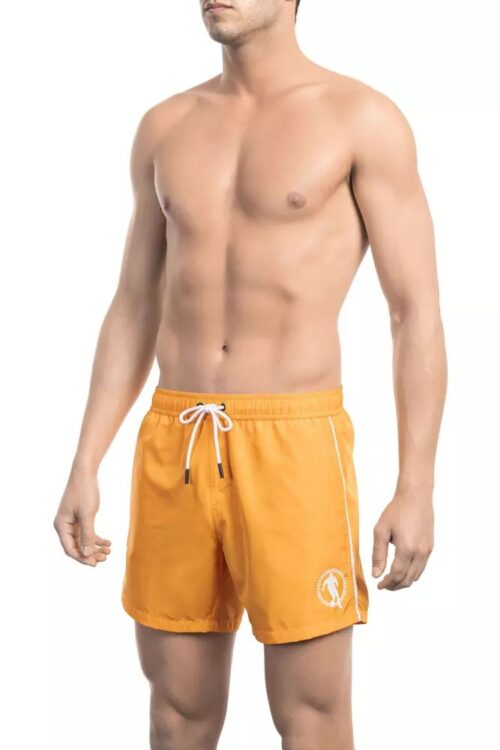 Bikkembergs Vibrant Orange Men’s Swim Shorts With Front Print