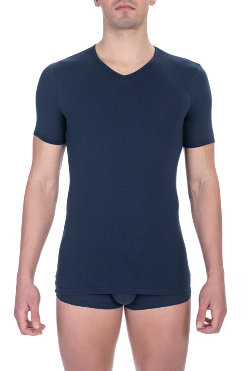 Bikkembergs Elegant V-Neck T-Shirt in Blue