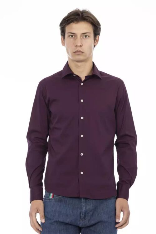 Baldinini Trend Chic Bordeaux Slim Fit Men’s Shirt