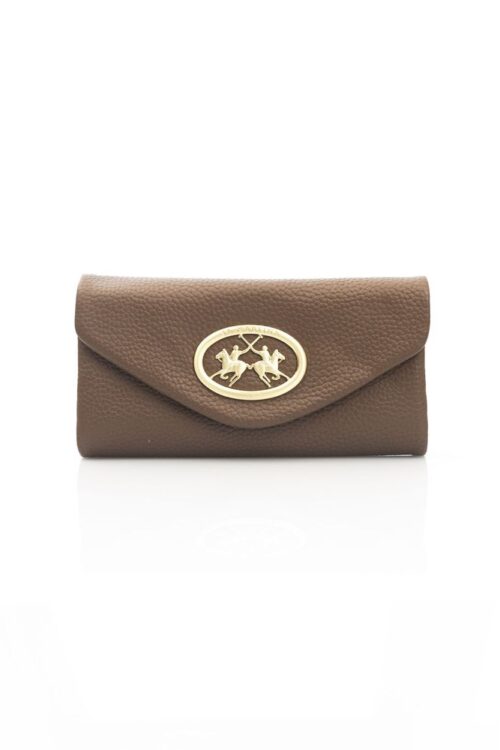 La Martina Elegant Brown Leather Wallet with Flap Closure