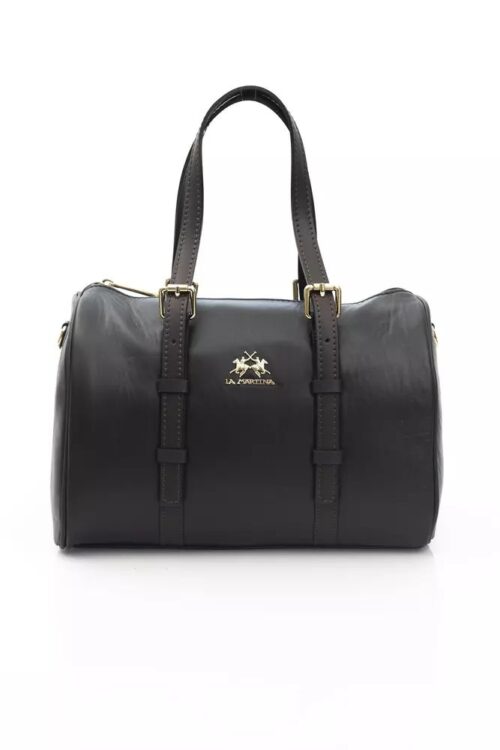 La Martina Elegant Black Leather Crossbody Bag