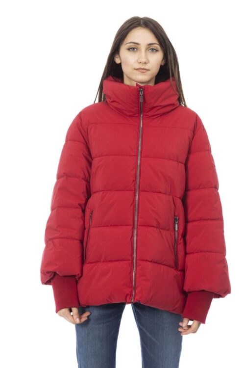 Baldinini Trend Elegant Red Short Down Jacket with Hood