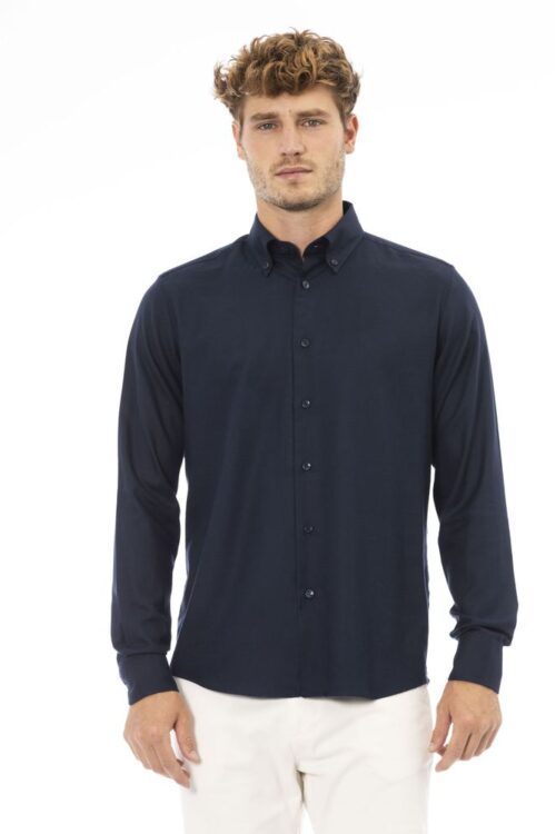 Baldinini Trend Elegant Blue Cotton Button-Down Shirt