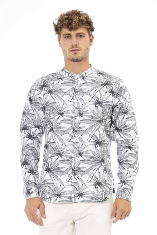 Baldinini Trend Elegant Gray Mandarin Collar Shirt