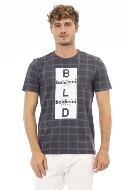 Baldinini Trend Chic Gray Cotton Tee with Elegant Front Print