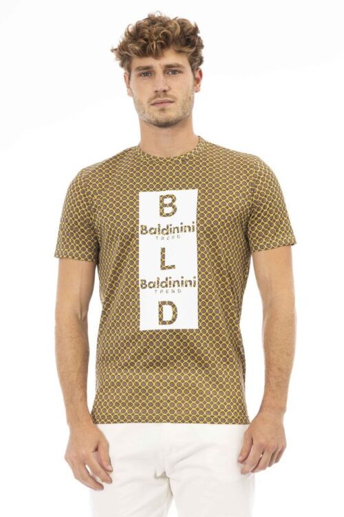 Baldinini Trend Elegant Gray Cotton Tee with Stylish Front Print