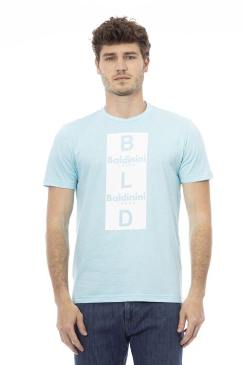 Baldinini Trend Chic Light Blue Cotton Tee with Front Print