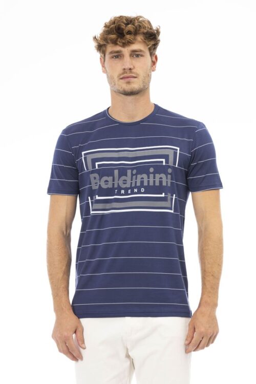 Baldinini Trend Chic Blue Cotton Tee with Front Print
