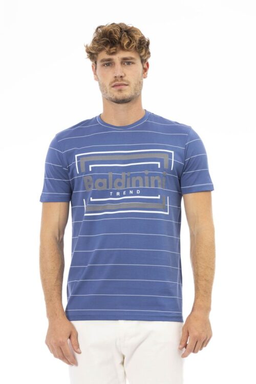 Baldinini Trend Elegant Blue Cotton Tee with Exclusive Print