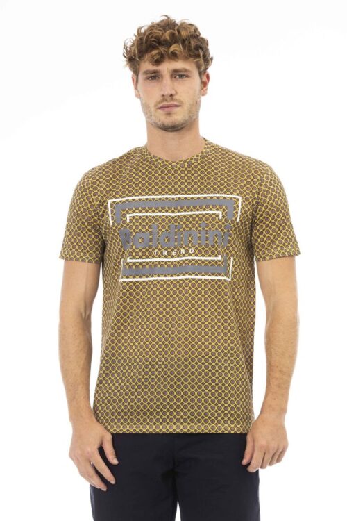 Baldinini Trend Elegant Gray Cotton Tee with Front Print