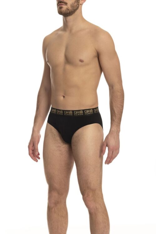 Cavalli Class Elegant Black Logo Band Briefs Duo