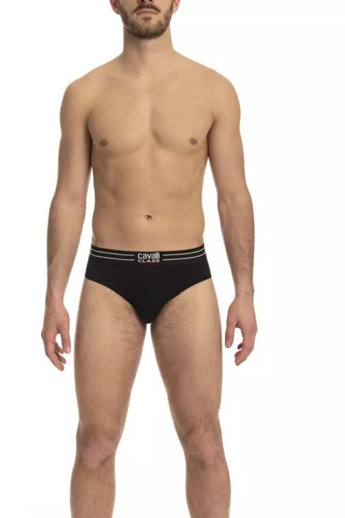 Cavalli Class Cotton Blend Logo Waistband Briefs