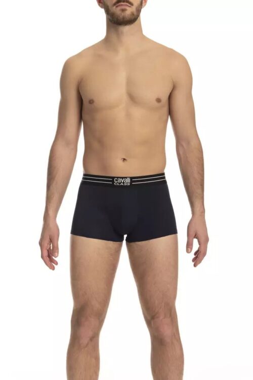 Cavalli Class Elegant Black Cotton Trunks Trio Pack