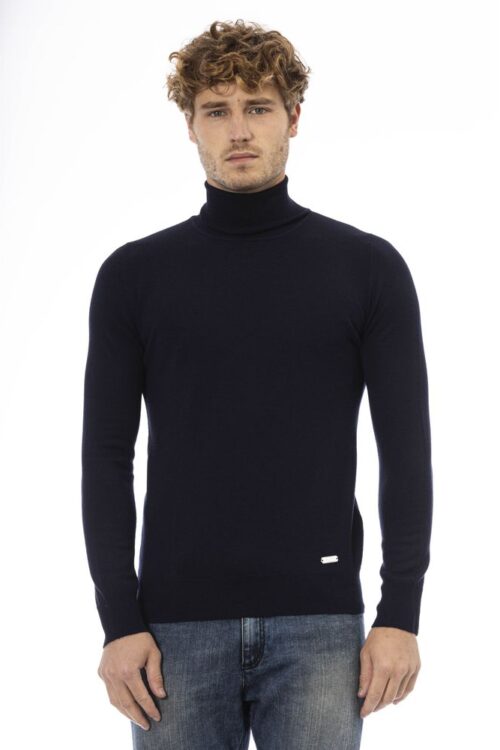 Baldinini Trend Elegant Blue Turtleneck Wool Sweater