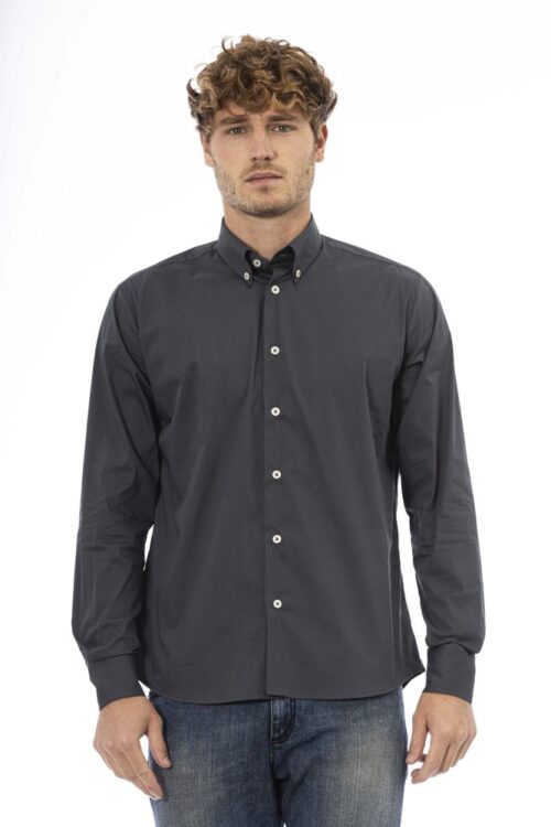 Baldinini Trend Elegant Gray Cotton Blend Shirt