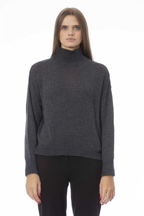Baldinini Trend Chic Volcano Neck Gray Sweater