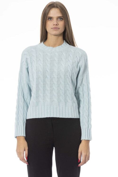 Baldinini Trend Chic Light Blue Crew Neck Sweater