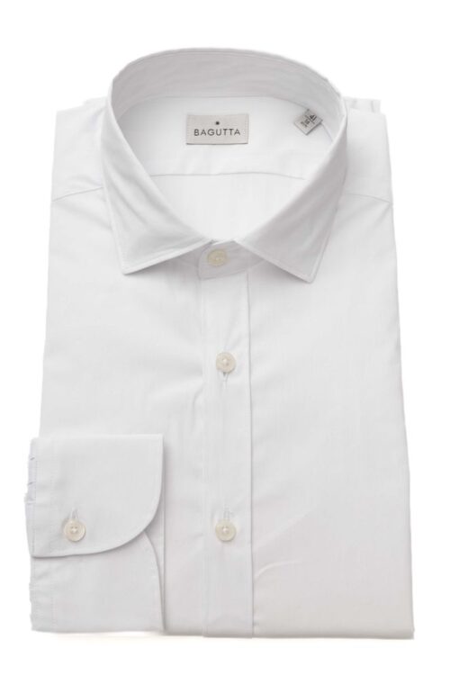 Bagutta Slim Fit French Collar White Shirt