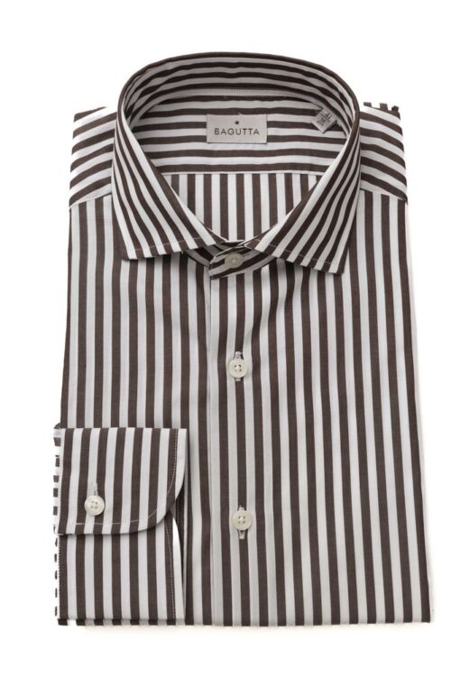 Bagutta Elegant Brown French Collar Shirt – Medium Fit