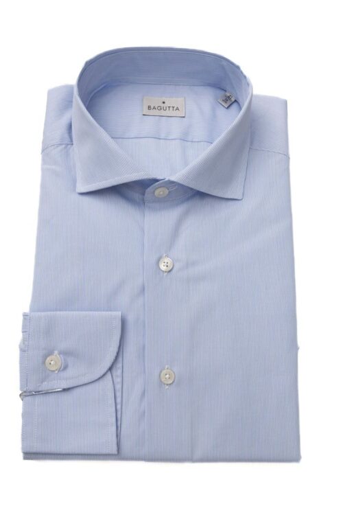 Bagutta Elegant Light Blue Medium Fit French Collar Shirt