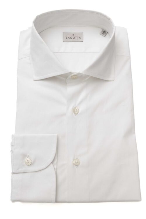 Bagutta Sleek White Slim Fit Cotton Shirt