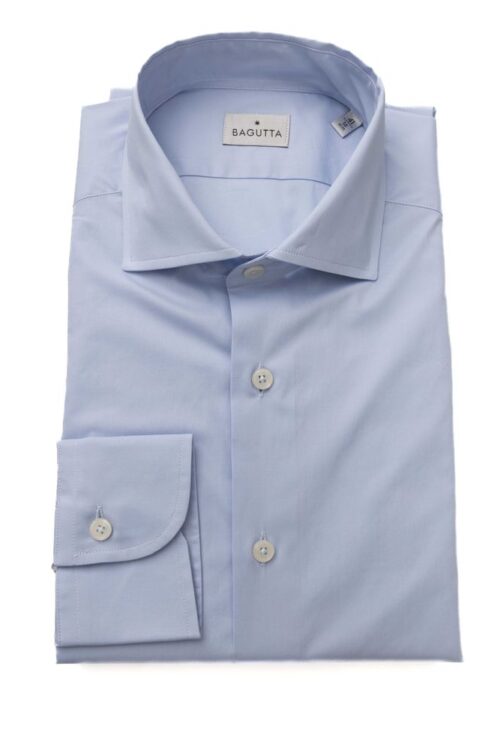 Bagutta Elegant Light Blue Slim Fit Shirt with French Collar