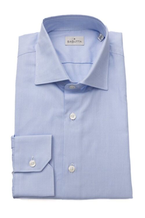 Bagutta Elegant Light Blue Medium Fit French Collar Shirt