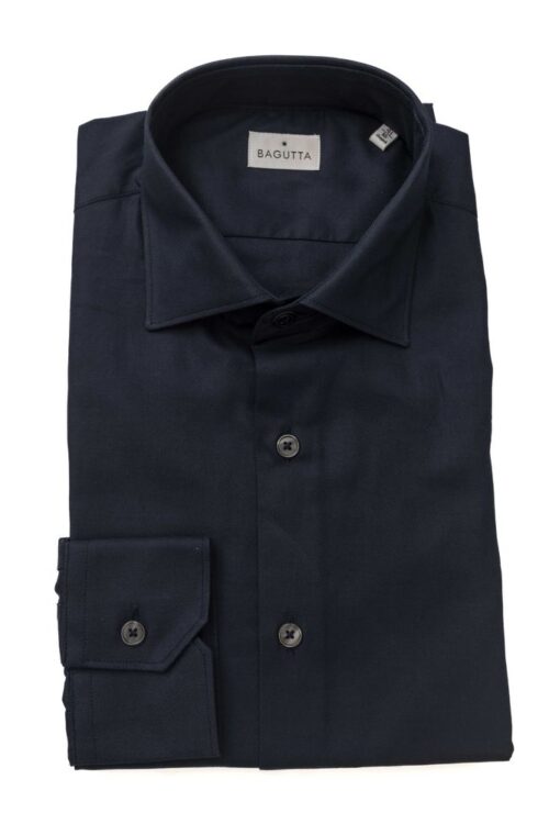 Bagutta Elegant Blue Cotton French Collar Shirt