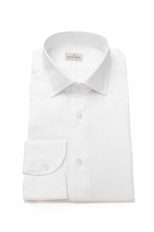Bagutta Sleek White Slim Fit French Collar Shirt