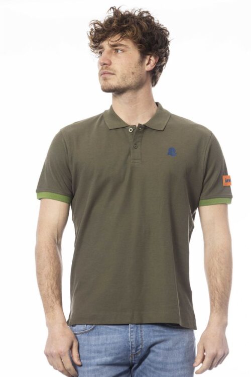 Invicta Elegant Green Cotton Polo with Emblem Detail