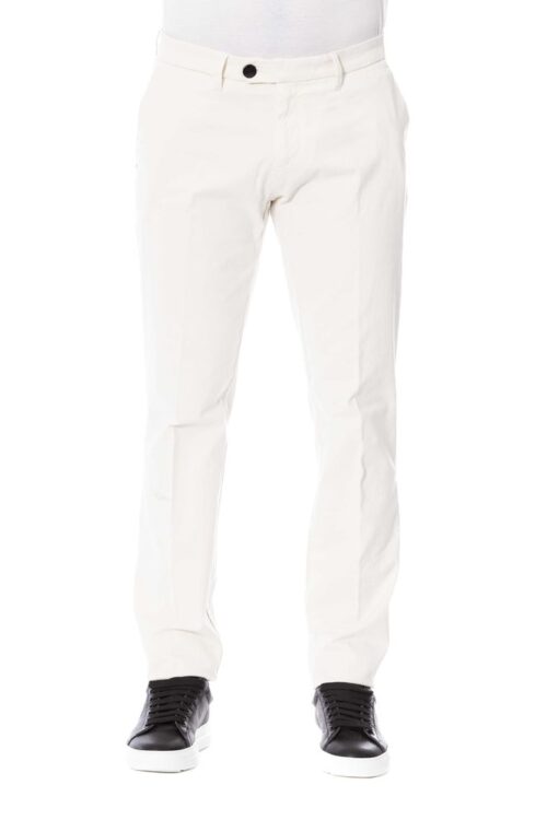 Trussardi Elegant White Cotton Blend Trousers