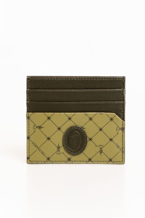 Trussardi Elegant Green Leather Card Holder