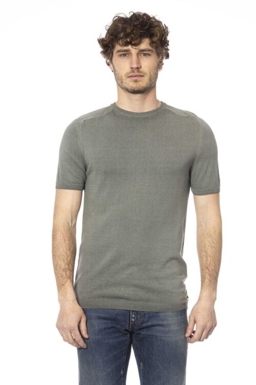 Distretto12 Army Green Crew Neck Cotton Tee