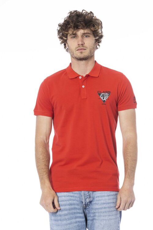 Cavalli Class Red Cotton Polo Shirt