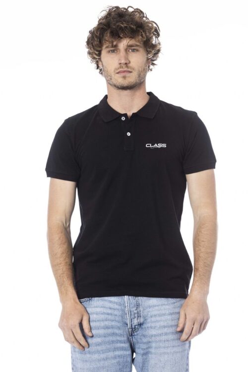 Cavalli Class Black Cotton Polo Shirt
