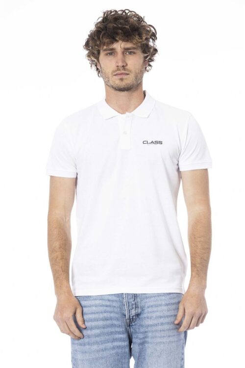 Cavalli Class White Cotton Polo Shirt