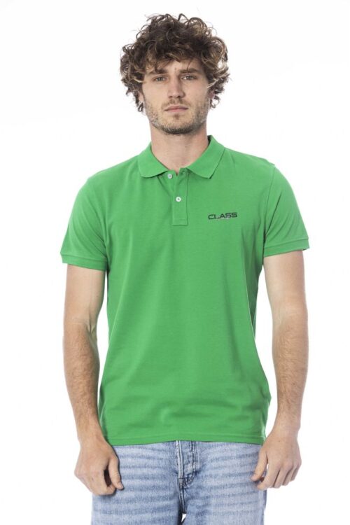 Cavalli Class Green Cotton Polo Shirt