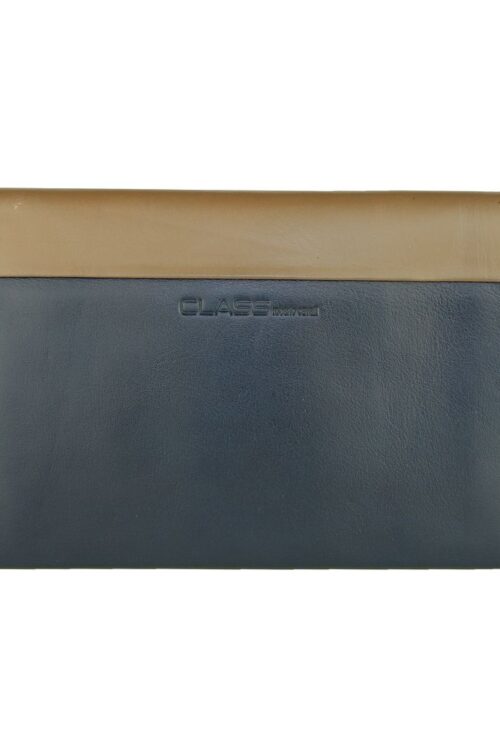 Cavalli Class Sleek Blue and Beige Leather Wallet