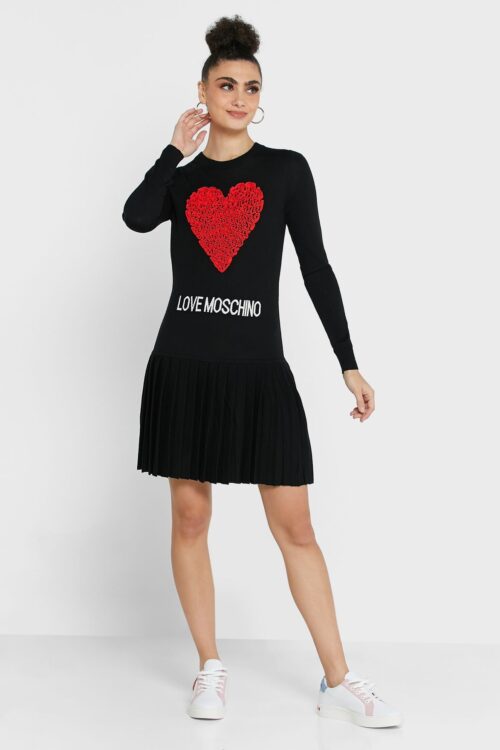 Love Moschino Enchanting Ruched Heart Knit Dress