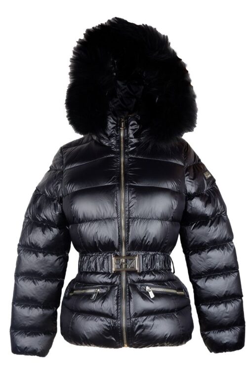 Yes Zee Elegant Black Nylon Jacket with Murmasky Fur