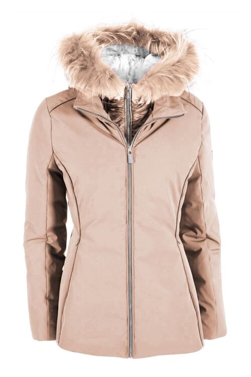 Yes Zee Chic Beige Down Jacket with Fur Hood