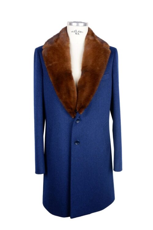 Made in Italy Elegant Virgin Wool Coat with Mink Fur