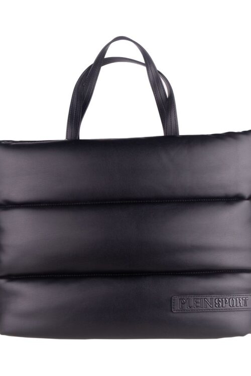 Plein Sport Elegant Black Padded Eco-Leather Shopper