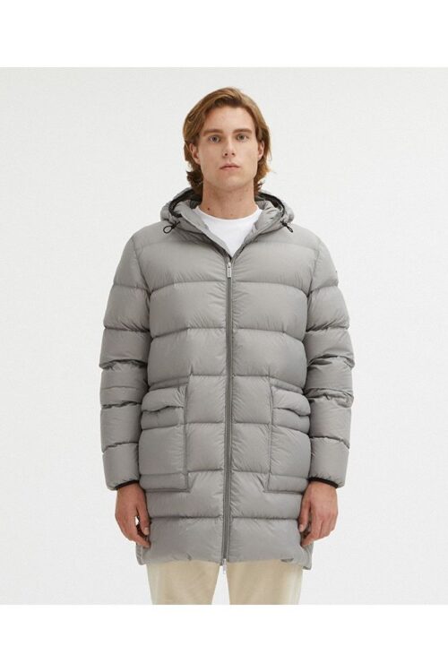 Sleek Dove Grey Centogrammi Hooded Jacket