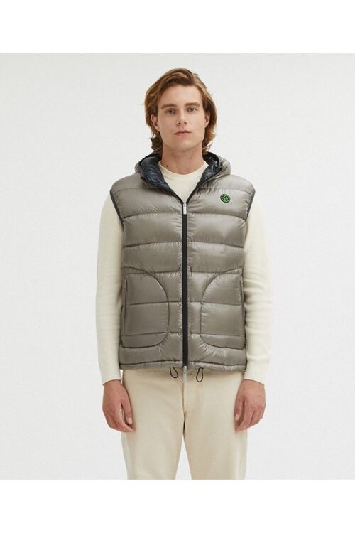 Centogrammi Reversible Goose Down Hooded Vest in Gray