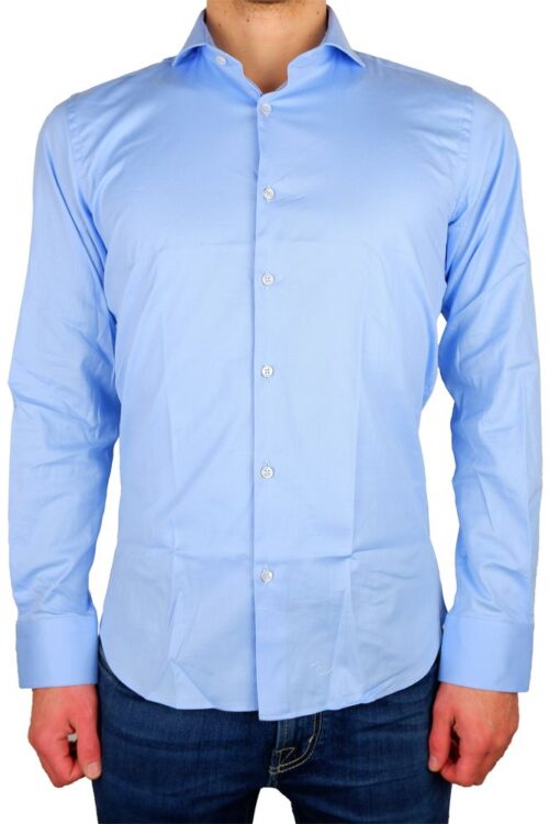 Made in Italy Elegant Milano Light Blue Gabardin Shirt