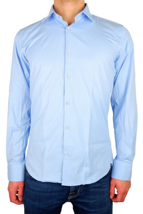 Made in Italy Elegant Light Blue Satin Milano Shirt