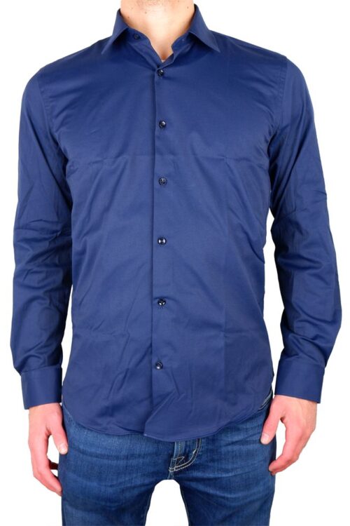 Made in Italy Elegant Milano Blue Satin Cotton Shirt