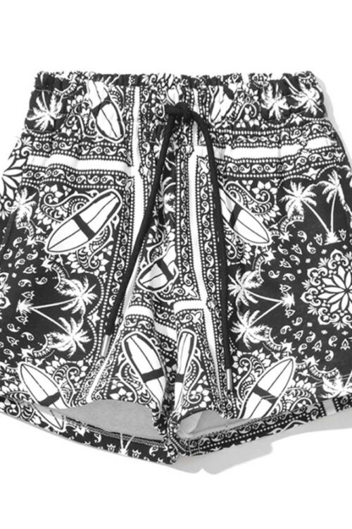 Comme Des Fuckdown Chic Monochrome Palms Cotton Shorts